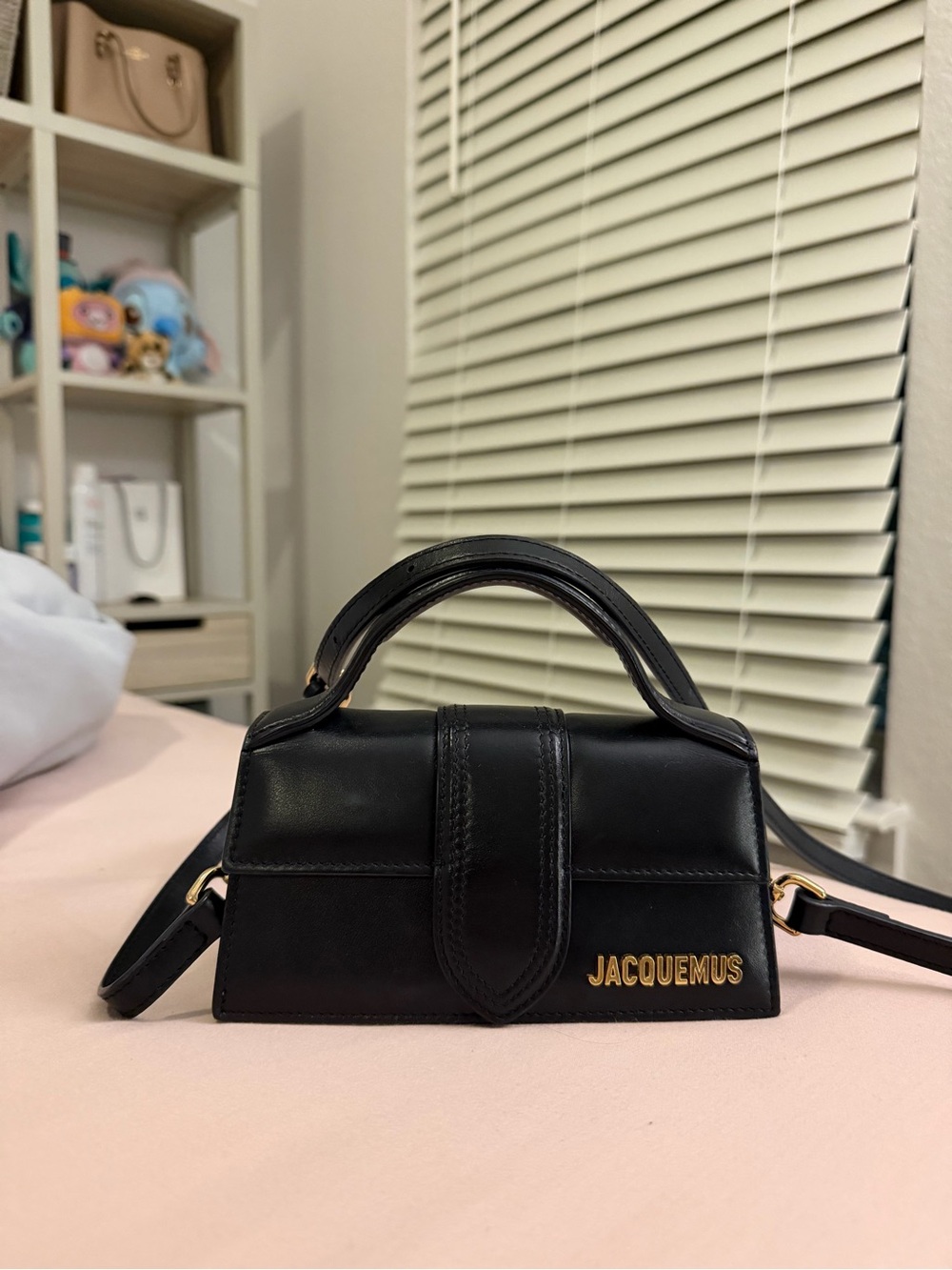 Jacquemus Black Le Chiquito-Style Mini Top-Handle Bag with Gold Logo